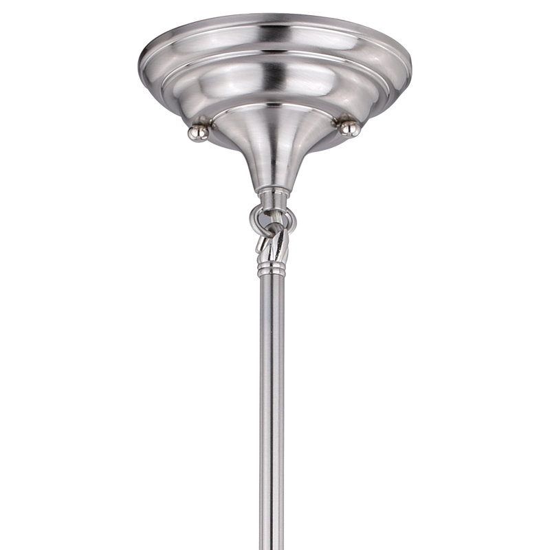 Luminaire suspendu simple à 1 lumière Owen, Verre à lait, Nickel satiné