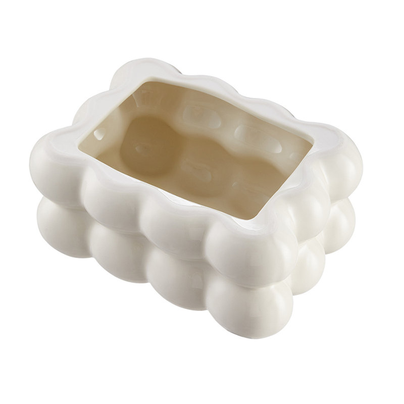 Chaundra Ceramic Makeup Organizer, Milk White