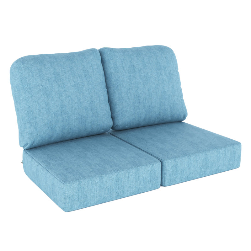 Amala Sunbrella® Indoor/Outdoor Loveseat Cushion, Cast Horizon Sunbrella® Plainweave