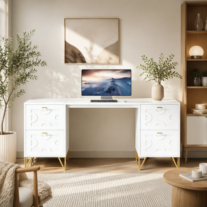 Bureau de bureau élégant, bureau d'ordinateur en bois, bureau de direction pratique