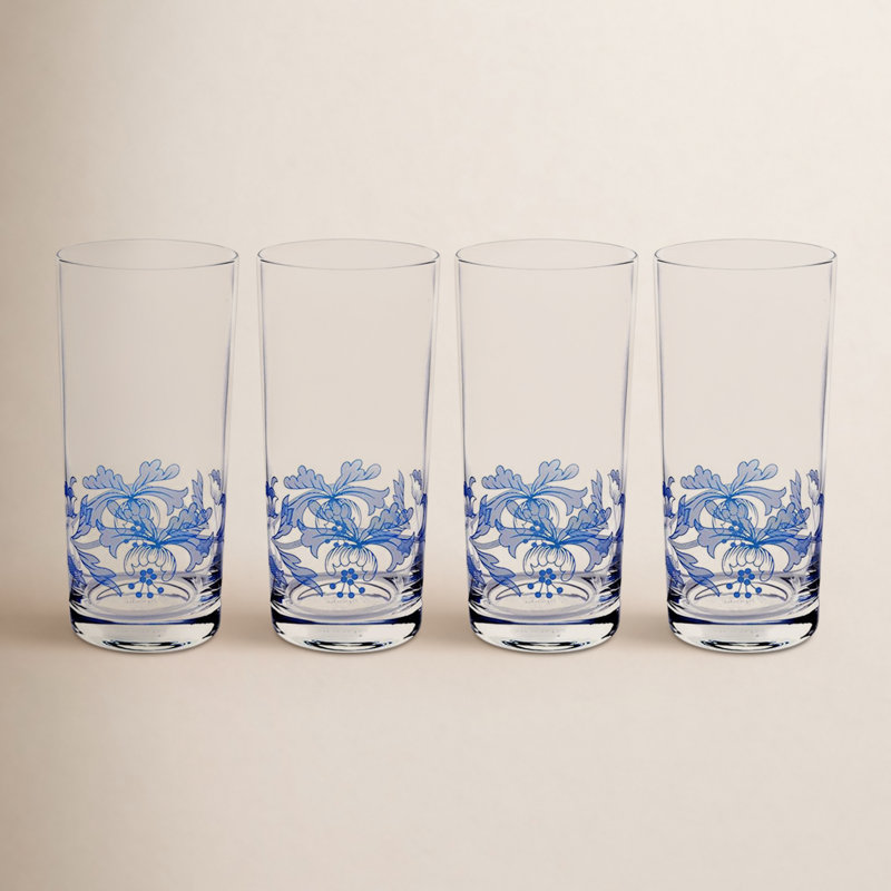 Spode Blue Italian Highball Glasses 15 Oz
