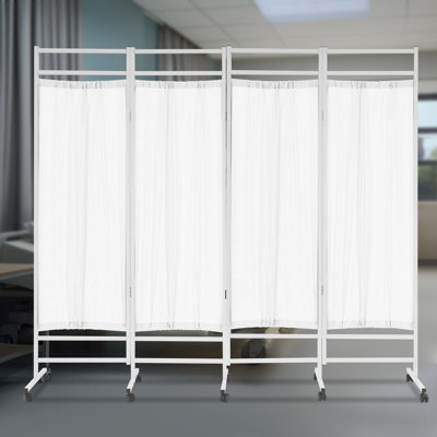Freestanding 78.74" W x 70.87" H Folding Privacy Screen, 4-Panel Opaque Fabric Partition for Clinic & Salon