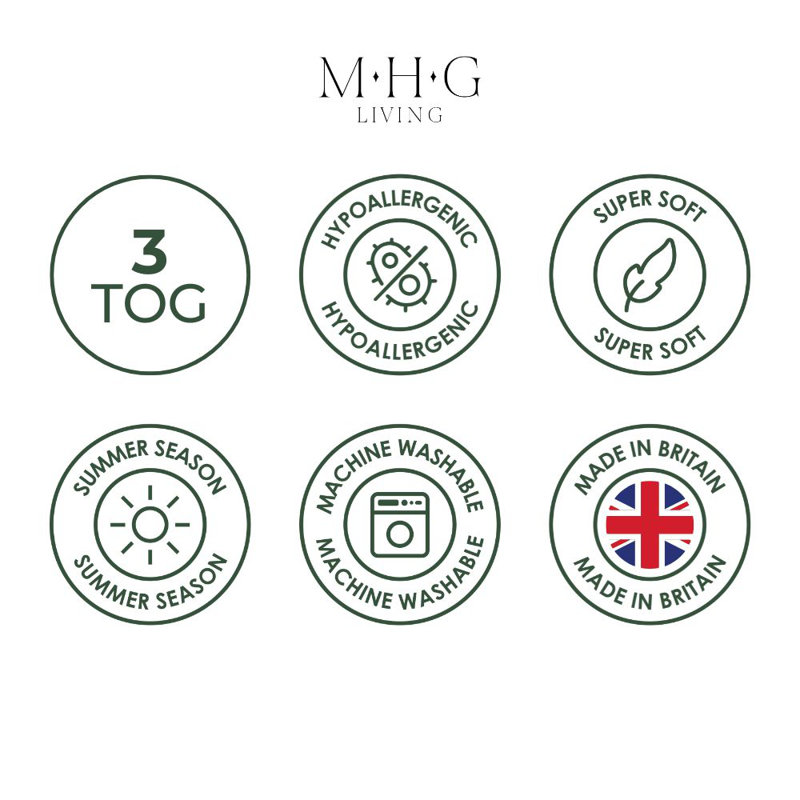MHG Living Luxury Soft Touch Striped Microfibre 3 Tog Duvet – Anti-Allergy, Lightweight & Breathable Summer Quilt – Single, Double, King & Super King