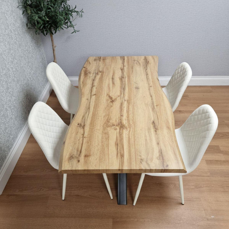 4 - Person Dining Set, White, 75cm H x 117cm W x 77cm D