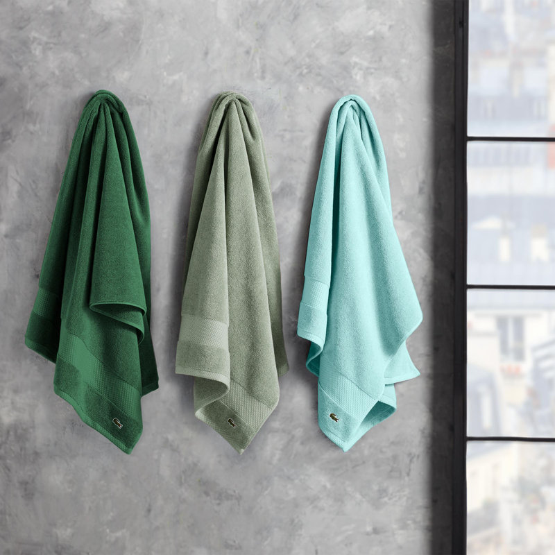 Lacoste Heritage 35" x 70" Supima Cotton Bath Sheet, Ultra Soft Absorbent Towels with Micro-Fresh® Antimicrobial Protection, OEKO-TEX Certified, Single Bath Sheet, Aloe