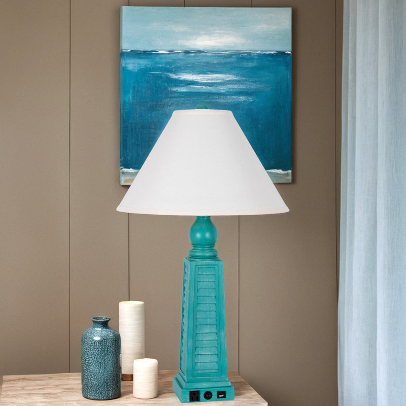 Lampe en résine Dawrin, Bleu sarcelle foncé