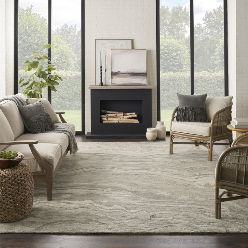 Deonna Abstract Wool Hand Woven Area Rug, Rectangle 114 x 175 cm