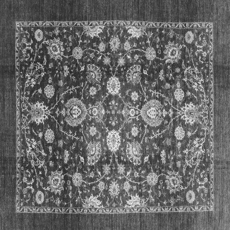 Tapis carré gris à tissage mécanique abstrait