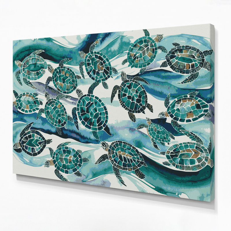«Hawaiian Honu», art mural sur toile bleue, H 16 po x l 20 po