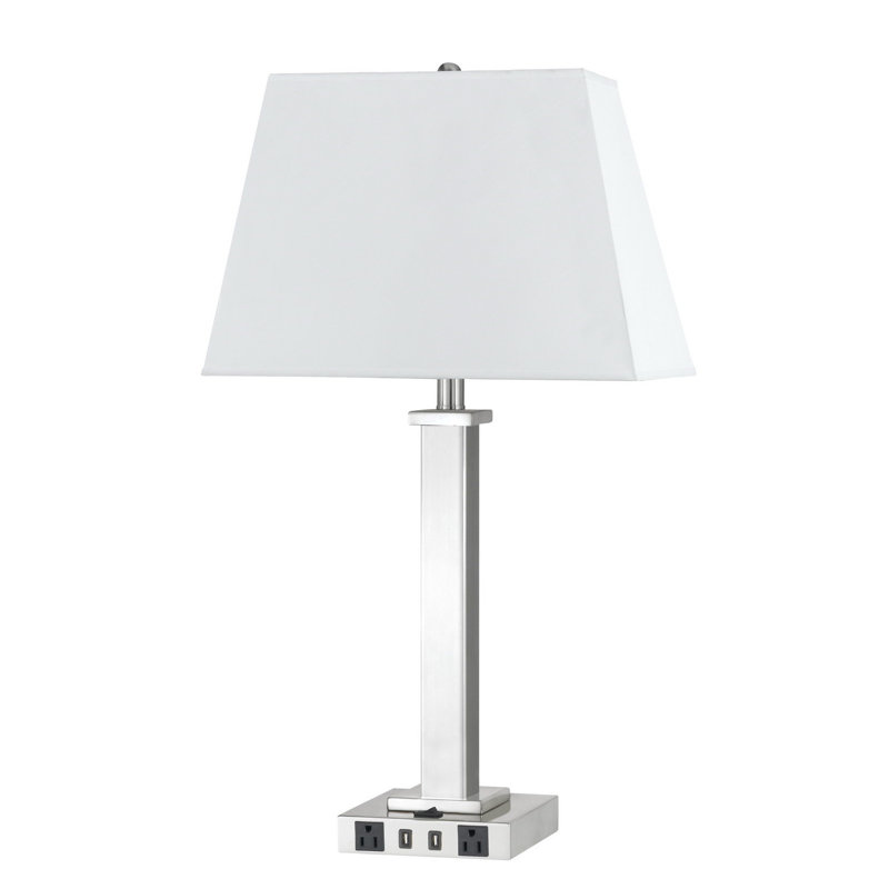 Lampe de table USB en métal 28 "avec abat-jour 28"