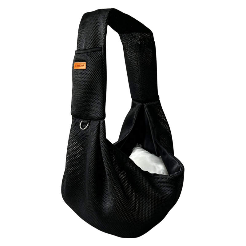 Harnais de transport en maille respirante avec large sangle d'épaule et poche de rangement pour chats et petits chiens, Black