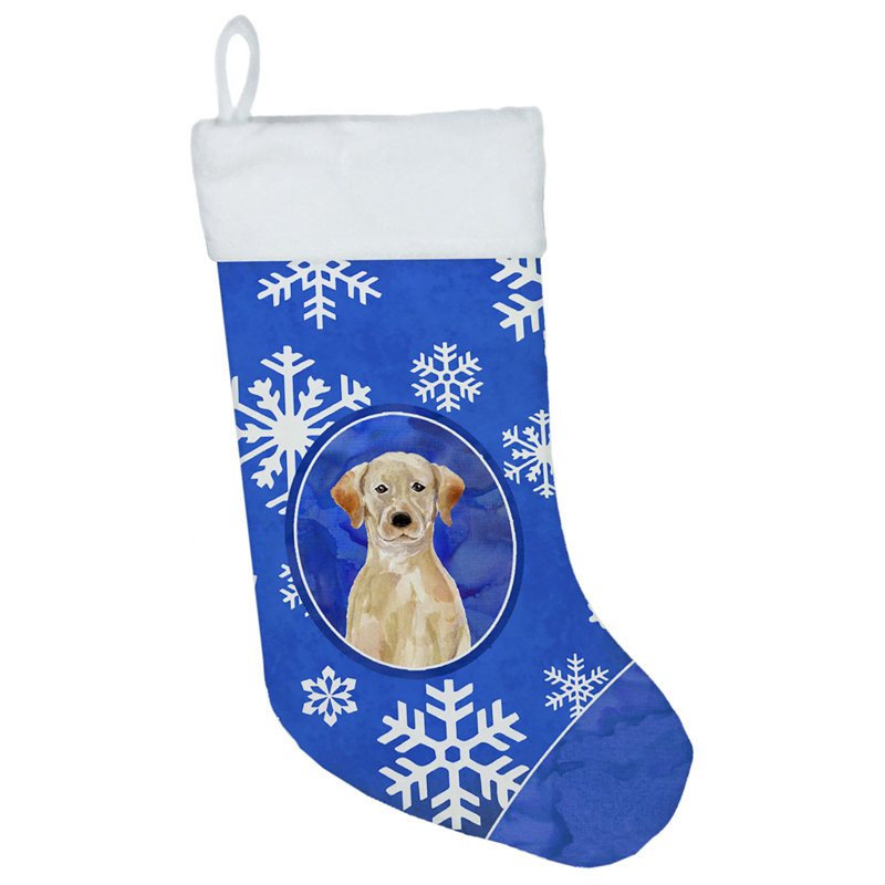 Chaussette de noël winter flocons de noël, Labrador Retriever blond