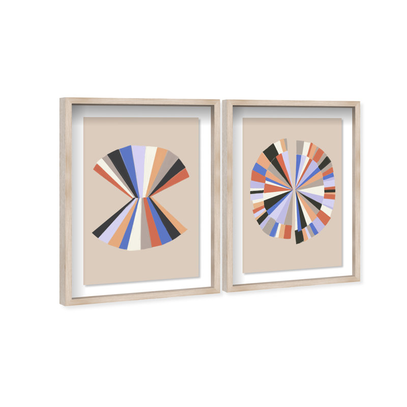 Minimally Perfect Set Shadowbox Abstract Print by Oliver Gal, Black Frame, 10 x 15, 37"H x 55"W, Natural Oak Shadowbox