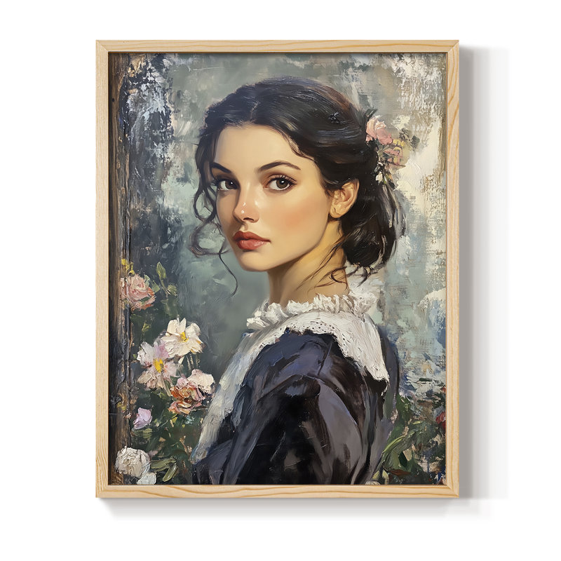 Reproduction encadrée WOMEN Series CXCIX - bois massif, H 15 po x l 12 po