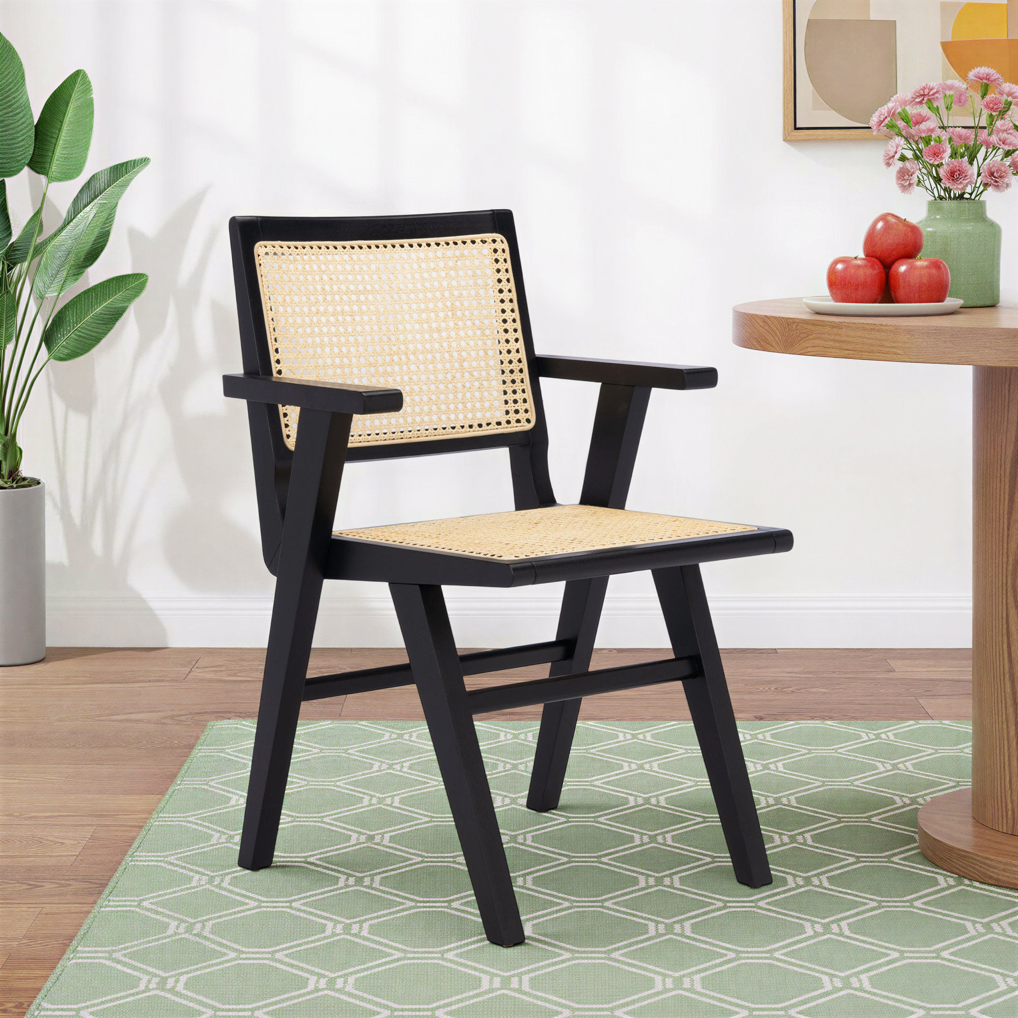 Atticus Cane Arm Chair, Black