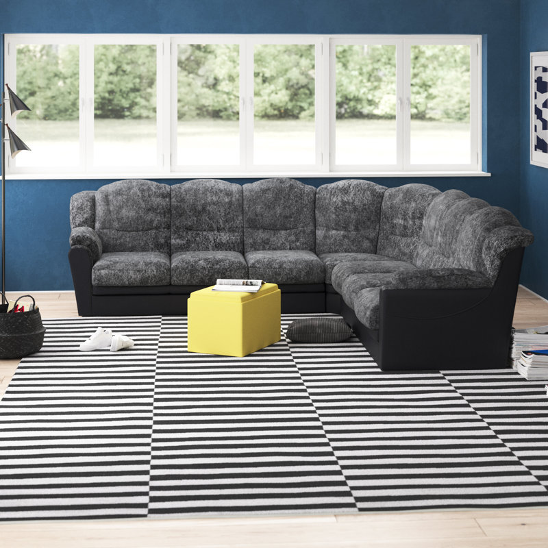 Koffler 7 Seater Corner Sofa, Black/Grey