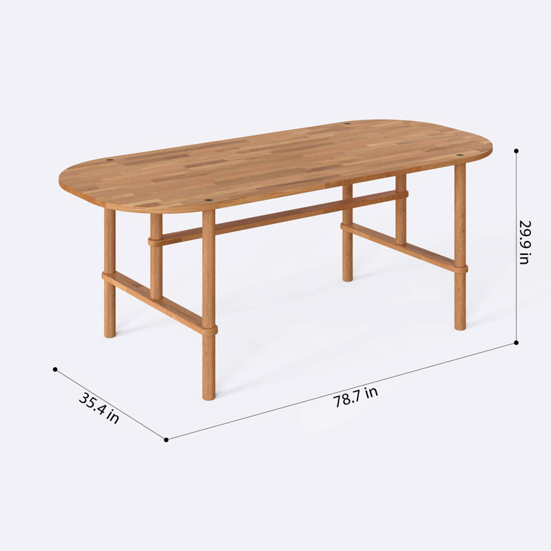 Beverly Hills Solid Wood Oval Dining Table in Solid Beech Wood with Custom Size Options, 78.7'' L x 35.4'' D