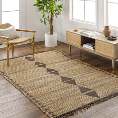 Dulcie Southwestern Handmade Flatweave Jute Area Rug in Camel/Natural