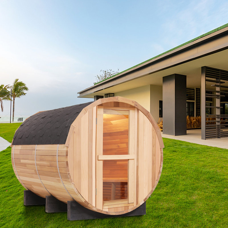 Anyi 4-Person Patchwork Red Cedar Traditional Steam sauna