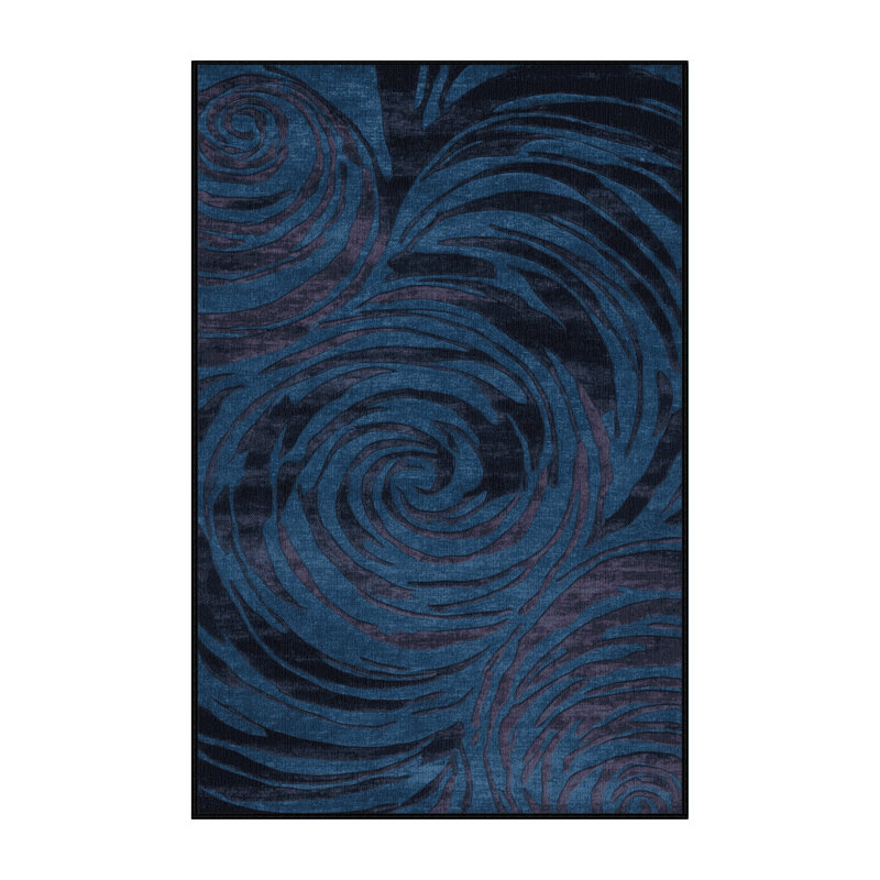 Tapis abstrait gris lavable à la machine, Rectangle 6 pi x 9 pi