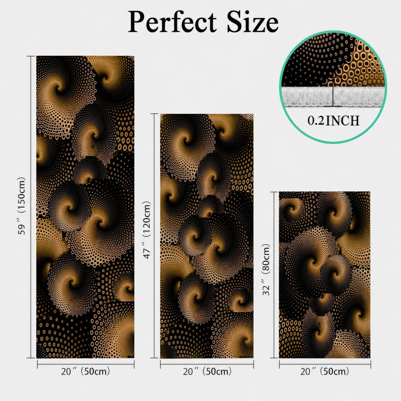 Tapis de cuisine lavables antidérapants Golden Swirls