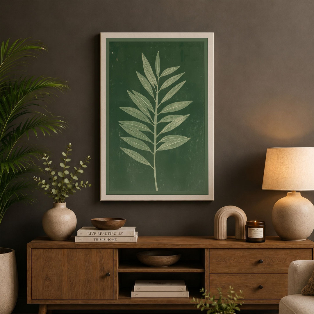 Leafy Branch Study Botanical - Wrapped Canvas