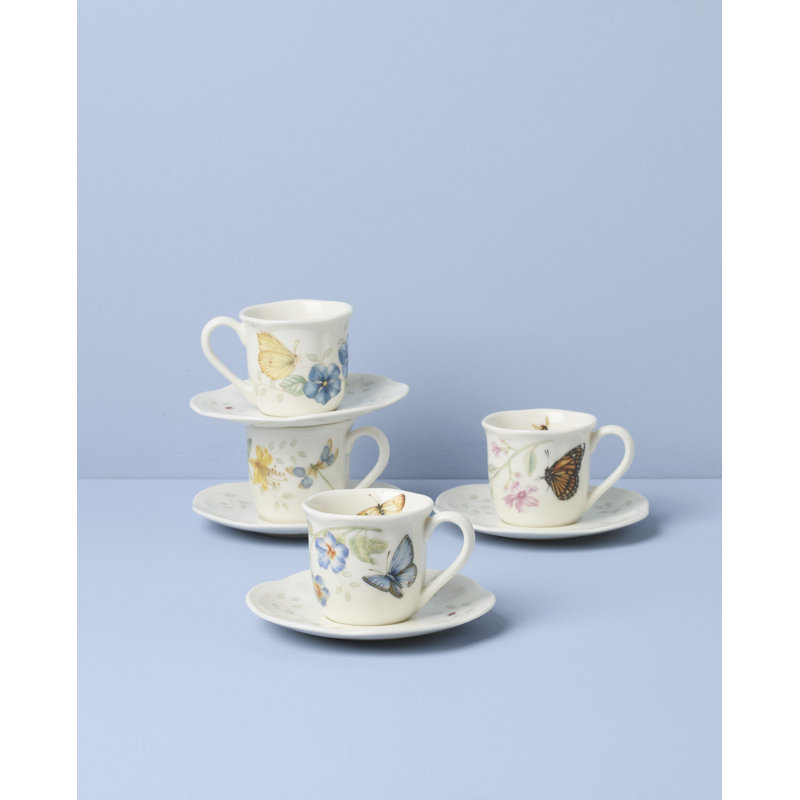 Lenox Butterfly Meadow Espresso Cup & Saucer, Set of 4
