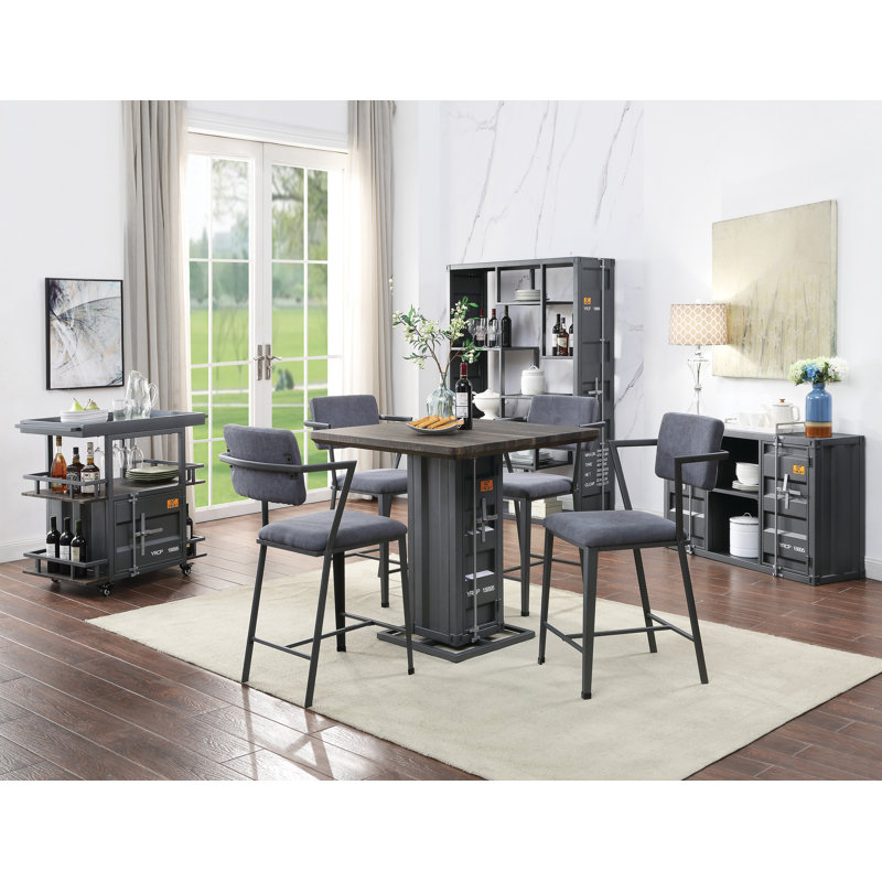 Helmville Upholstered Dining Chair in Gray/White (Set of 2), Gunmetal