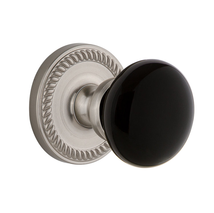 Rosette double Grandport Newport avec bouton de porte Coventry, Nickel satiné