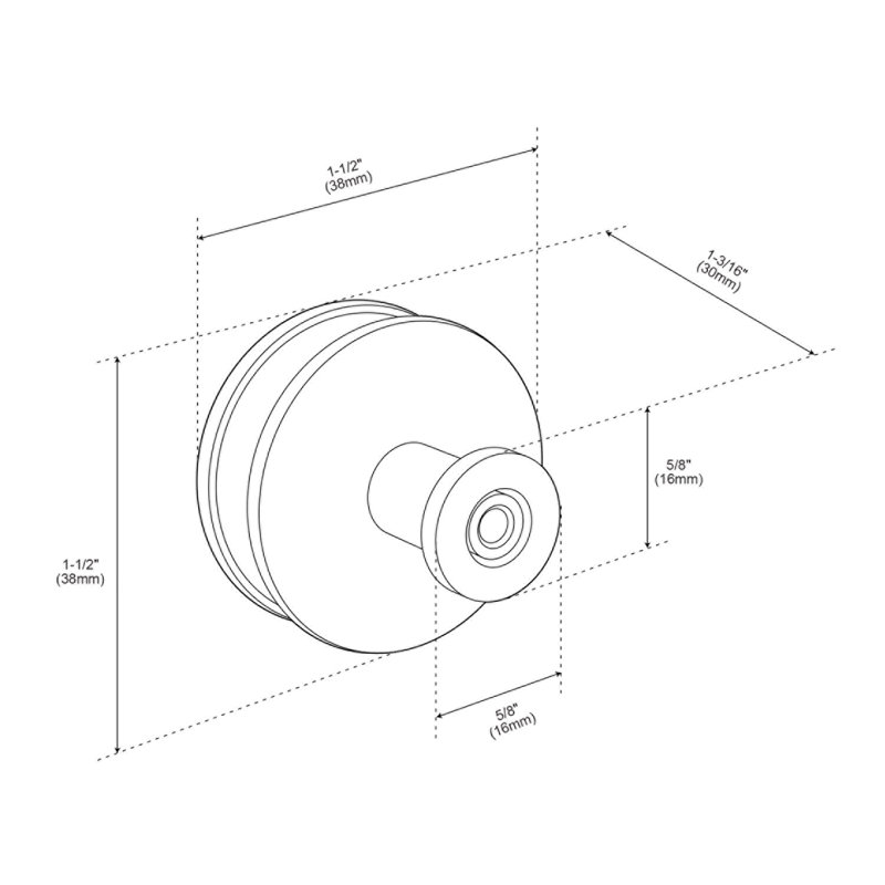 Poignée d'armoire ronde 1-1 / 2 po Lazzara en cuir brun, Chrome poli