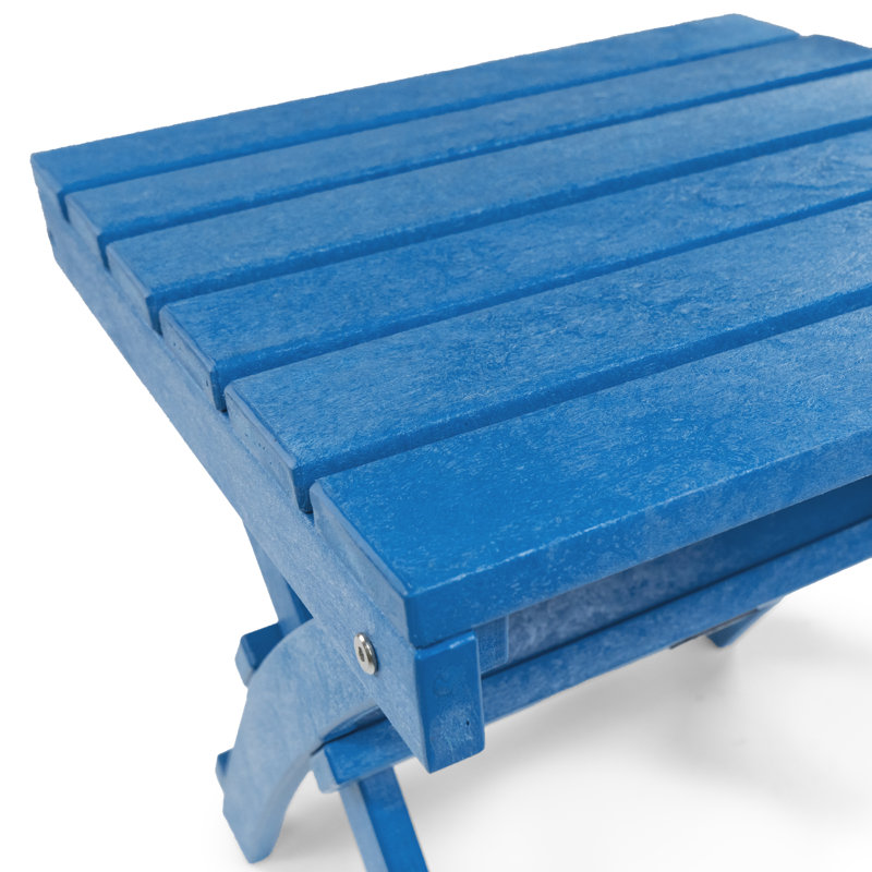 Seaview Fully Assembled All-Weather Recycled HDPE Outdoor Folding Side Table, Pacific Blue