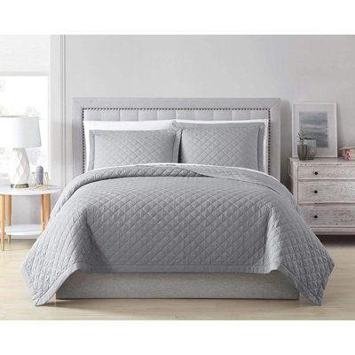 3 Piece Diamond Stitch Lightweight Cooling Quilt Set