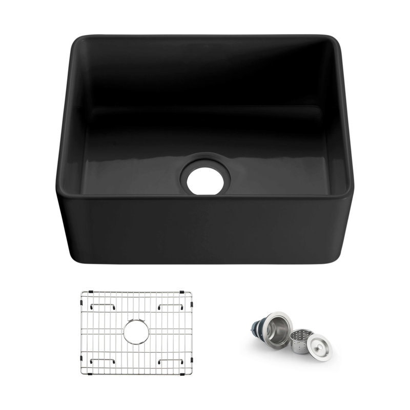Évier de cuisine à simple cuve en argile réfractaire, H 18 po x l 24 po x P 10 po