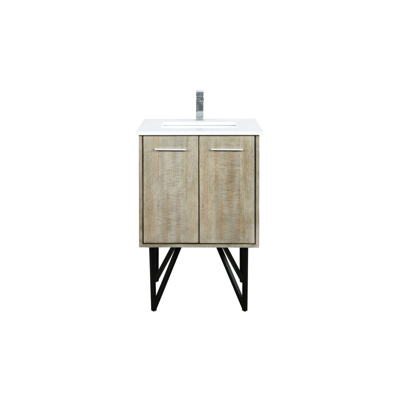Meuble-lavabo de salle de bain avec comptoir en quartz blanc, robinet et tiroir à fermeture en douceur, 24"