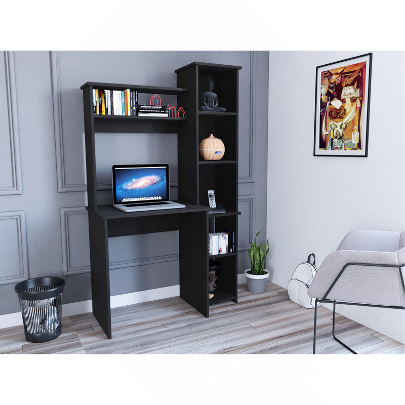 Bureau Logan, cinq casiers, finition noire, Noir