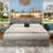 Farmhouse Wood Bed Frame with Bookcase Storage Headboard, 5 Drawers & LED Lights, Grey Wooden Platform Bed with Charging Station, Barn Door Design, No Box Spring Needed-400191143-370782390