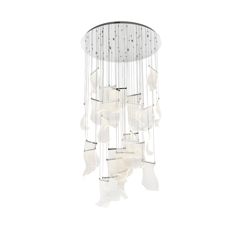 Lustre à DEL 36 pouces Zola en chrome Zola, 6300 lumens, Chrome chrome, 28 lumières