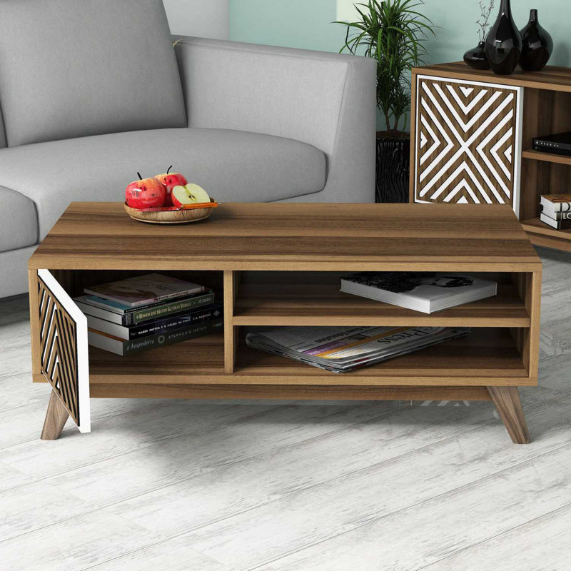 Crews Four Leg Coffee Table, Walnut/White