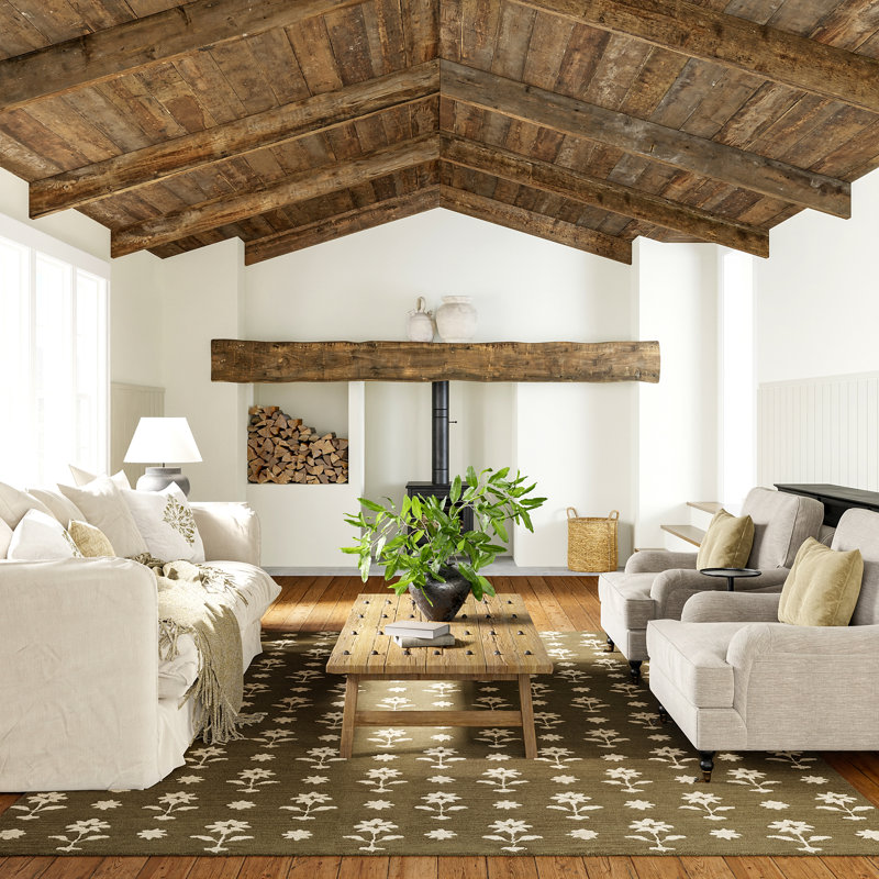 Ella Wool Area Rug, Rectangle 5' x 8', Green