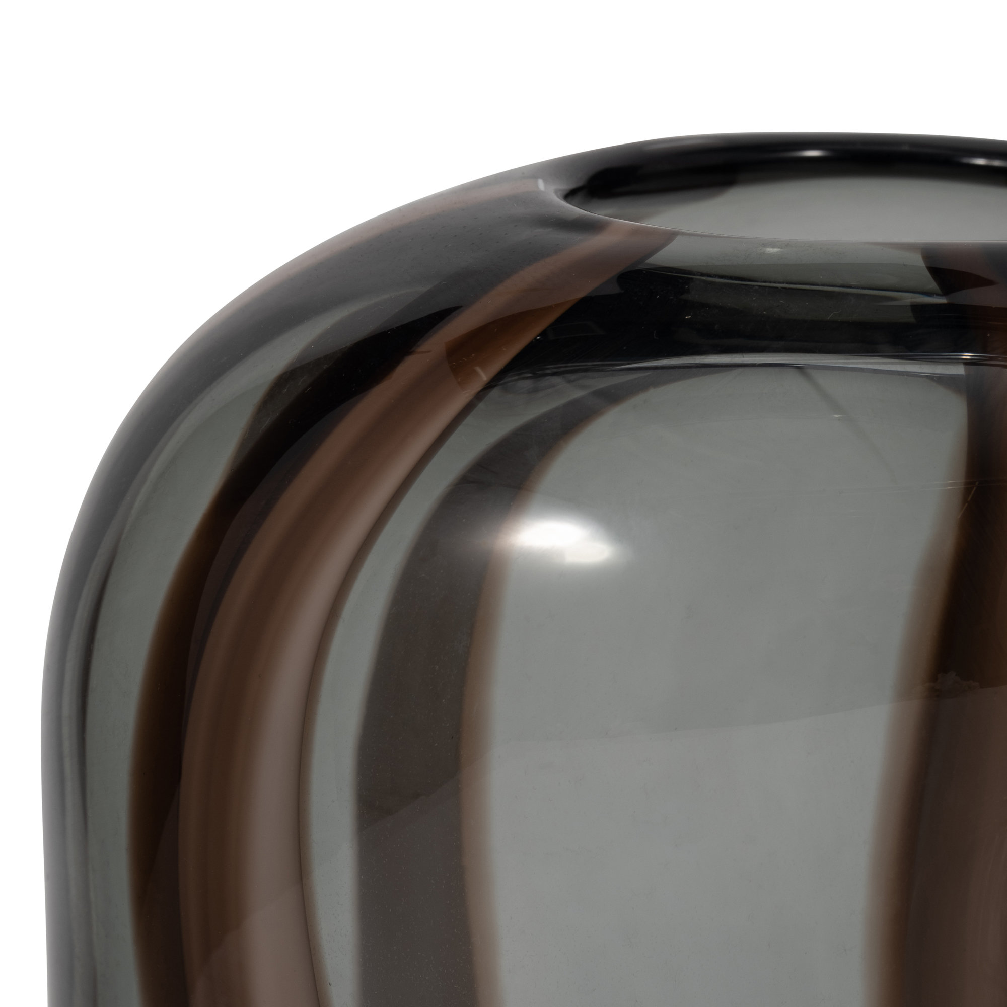 Bayle Brown Striped Glass Vase, Novelty, Striped, 11" H x 8" W x 7" D