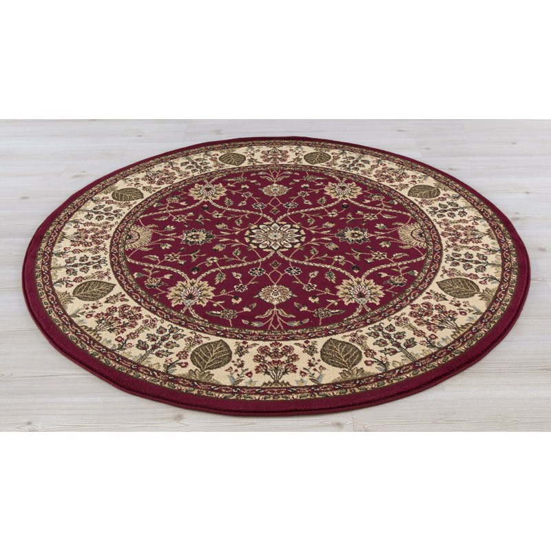 Tapis rouge à tissage plat Edmont, Rond 5 pi 3 po