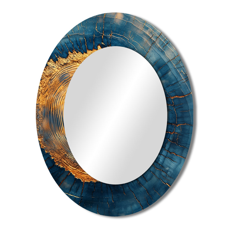 Miroir mural ovale sur bois doré, 43 po x 33 po