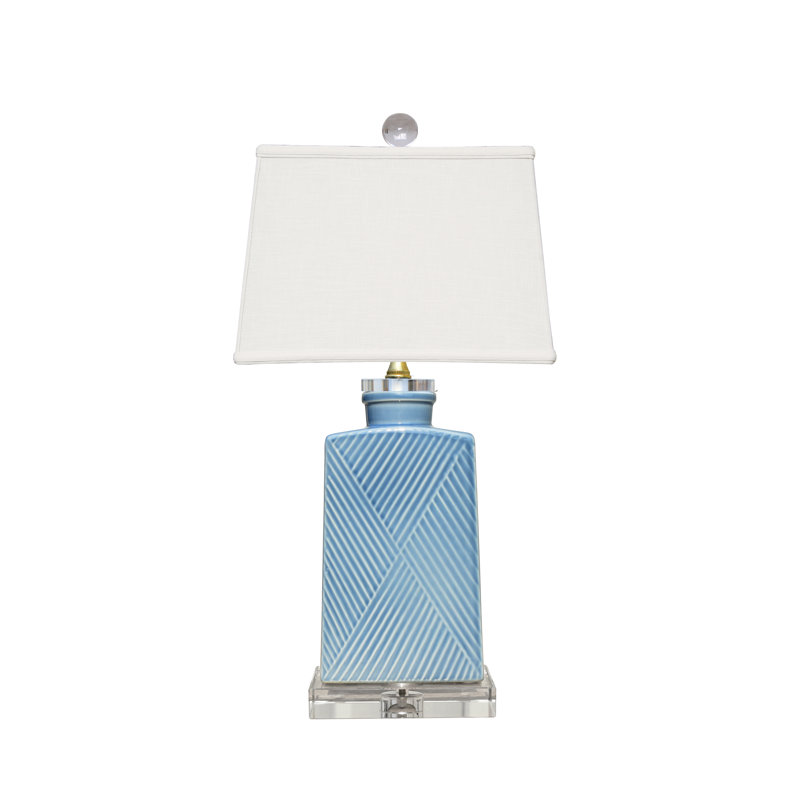 LAMPE PORCELAINE EN ZIGZAG BLEU