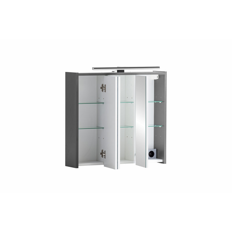 Hafley 65mm W 62.7mm H Wall Mounted Required Frameless Medicine Cabinet Mirror Adjustable, Anthracite