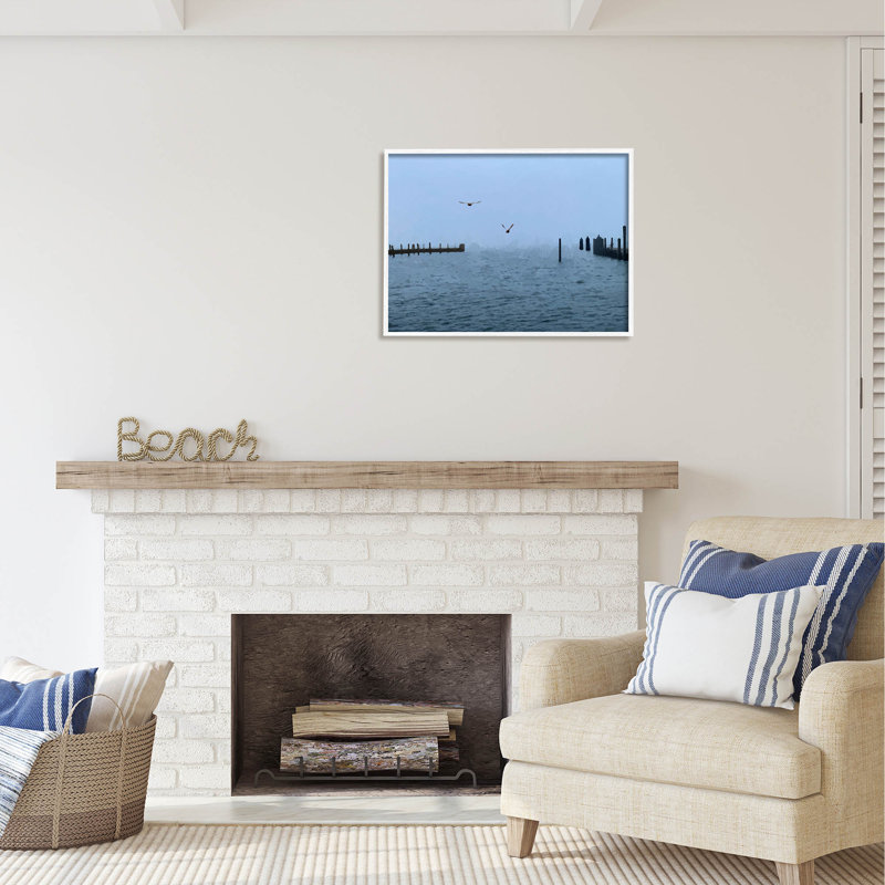 Au-420-Giclées au-dessus de l'océan par Jeff Pica, L 30 po x H 24 po x P 1,5 po, Giclée encadrée blanc bord de mer