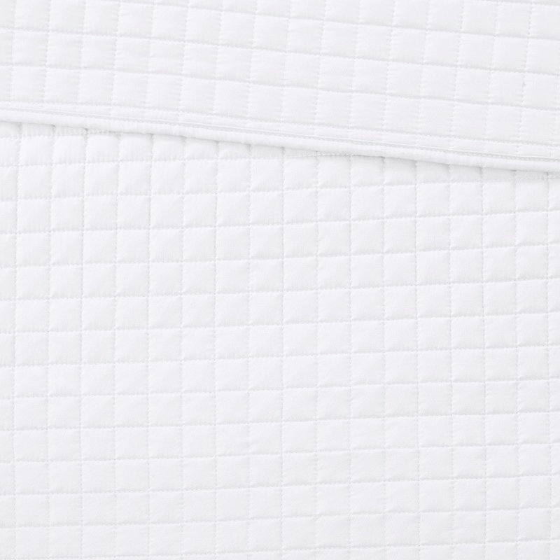 Courtepointe très grand / très grand 3 pièces - Blanc à carreaux carrés, rembourré, lavable à la machine
