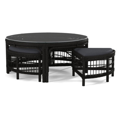Table basse en rotin avec bancs Raffles