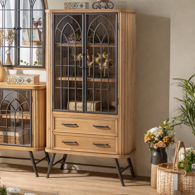 Simple retro Iron Wrought Solid Wood Bookcase