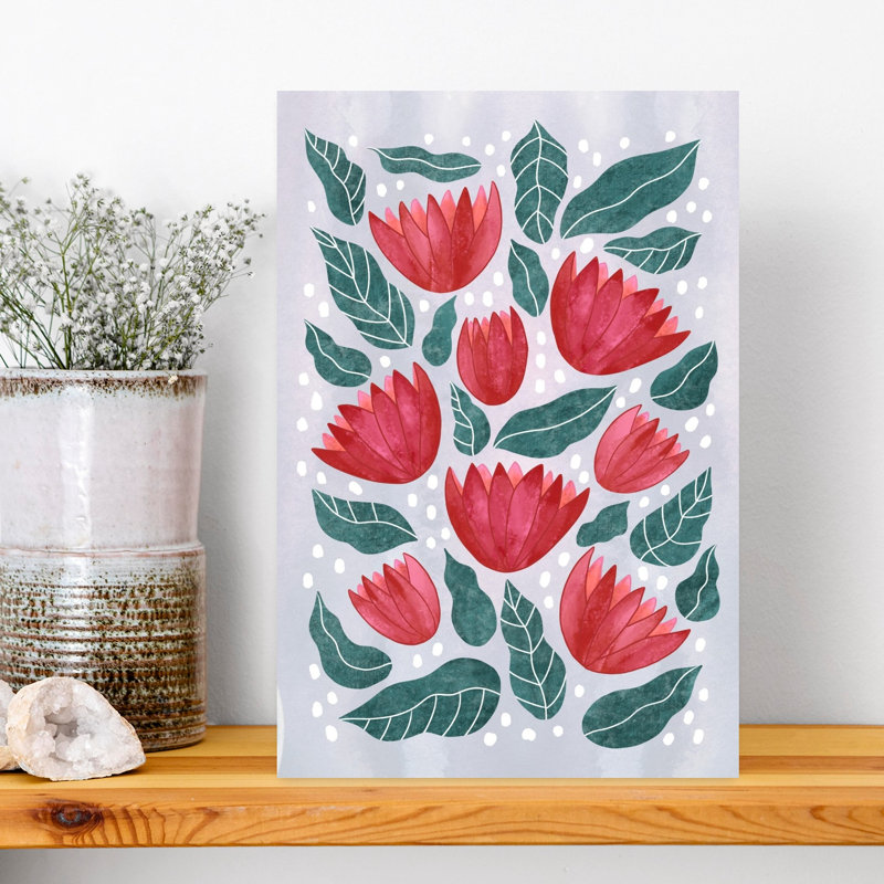 Aquarelle, motif floral abstrait, fleur organique moderne, art mural, H 18 po x l 12 po