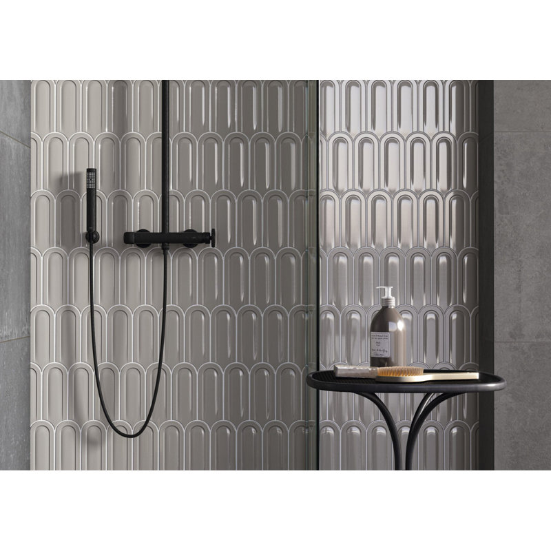 Gala 3 in. x 8.5 in. Elongated Beveled Fan Ceramic Wall Tile (5.70 Sq. Ft. / Case), Ivory